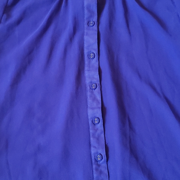 EUC blue sheer button-down shirt - Picture 7 of 8